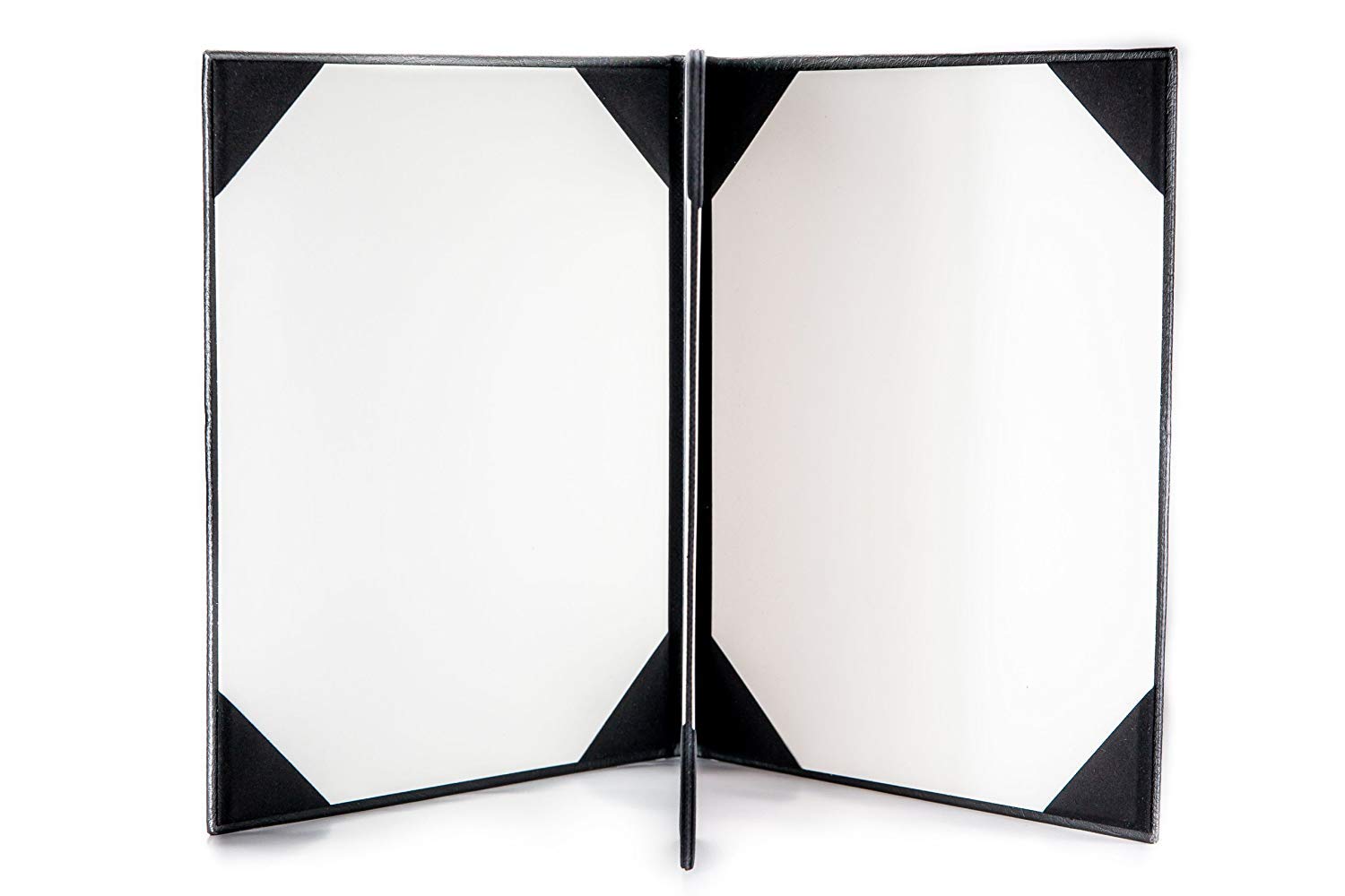Leather Menu Covers (3 panel 4 view folder) BLACK: (20 Pcs Pack)