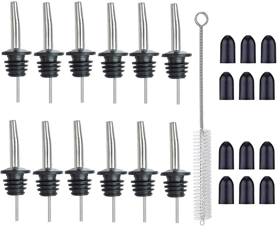 Stainless Steel Bottle Pourers Spouts with dust cover and cleaning brush