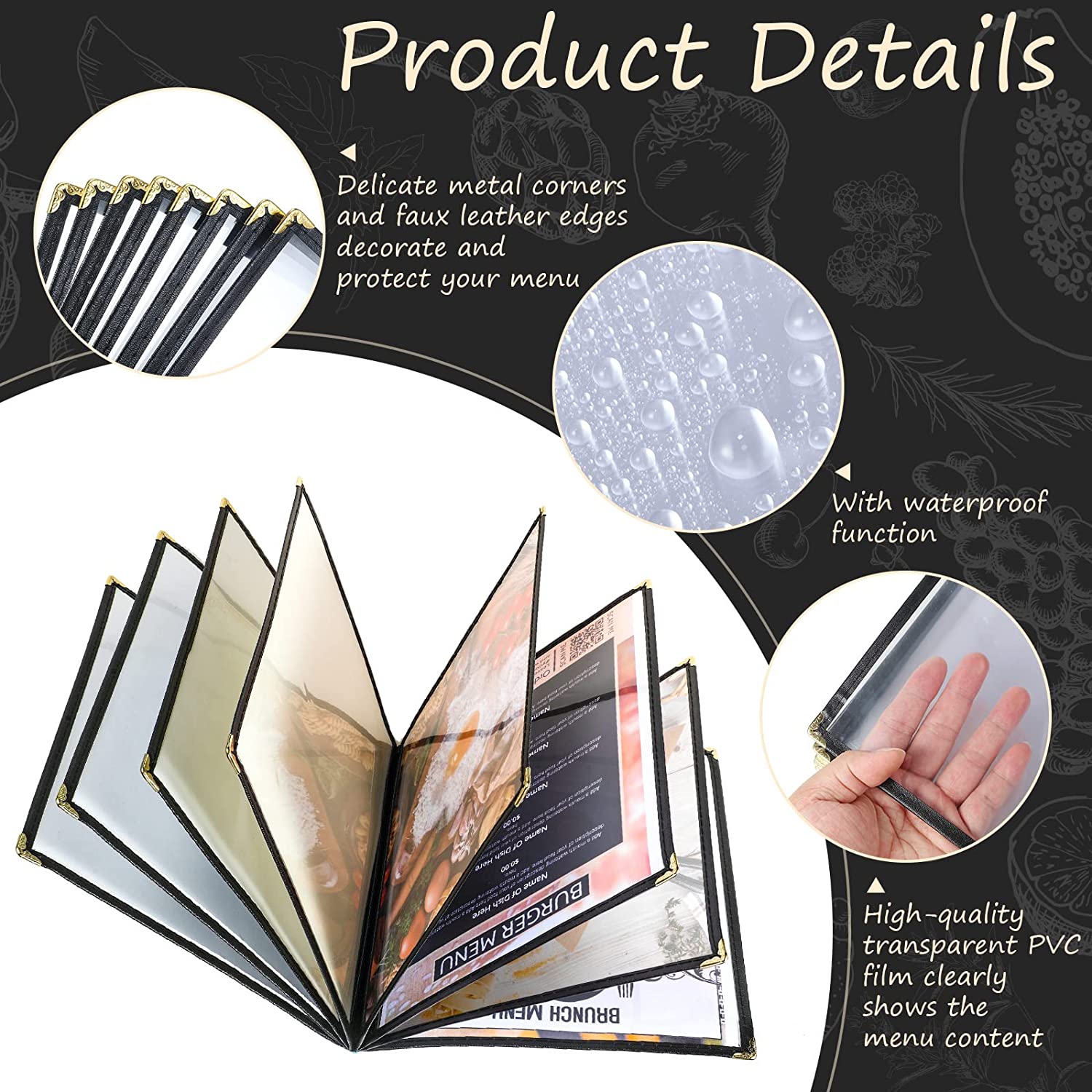 Divris PVC Restaurant Menu Cover, Menu Holder, Cafe Bar Beverage Menu Folder, Clear PVC Menu Folder (16 View): 50 Pcs Pack