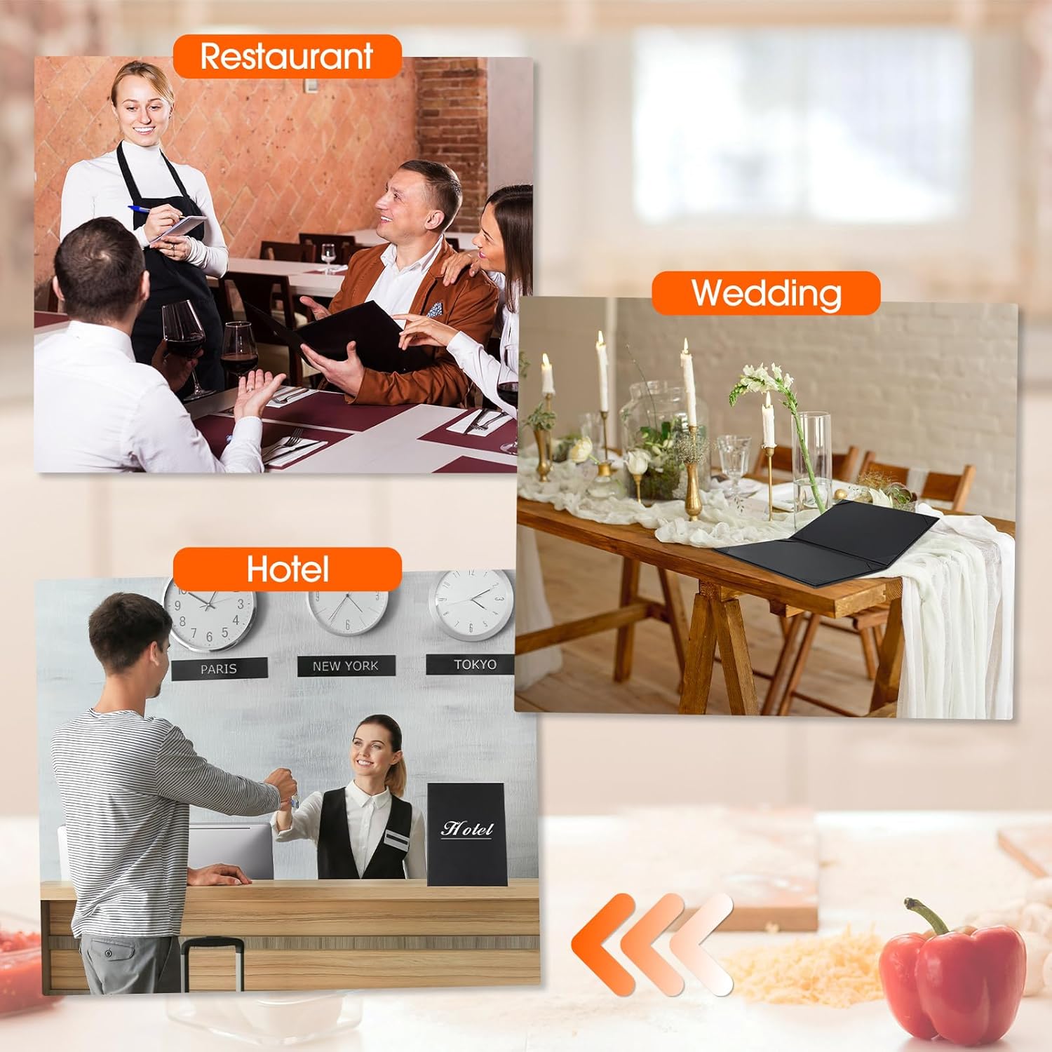 Leather Menu Covers (2 Panel 2 View folder) BLACK (20 Pcs Pack)