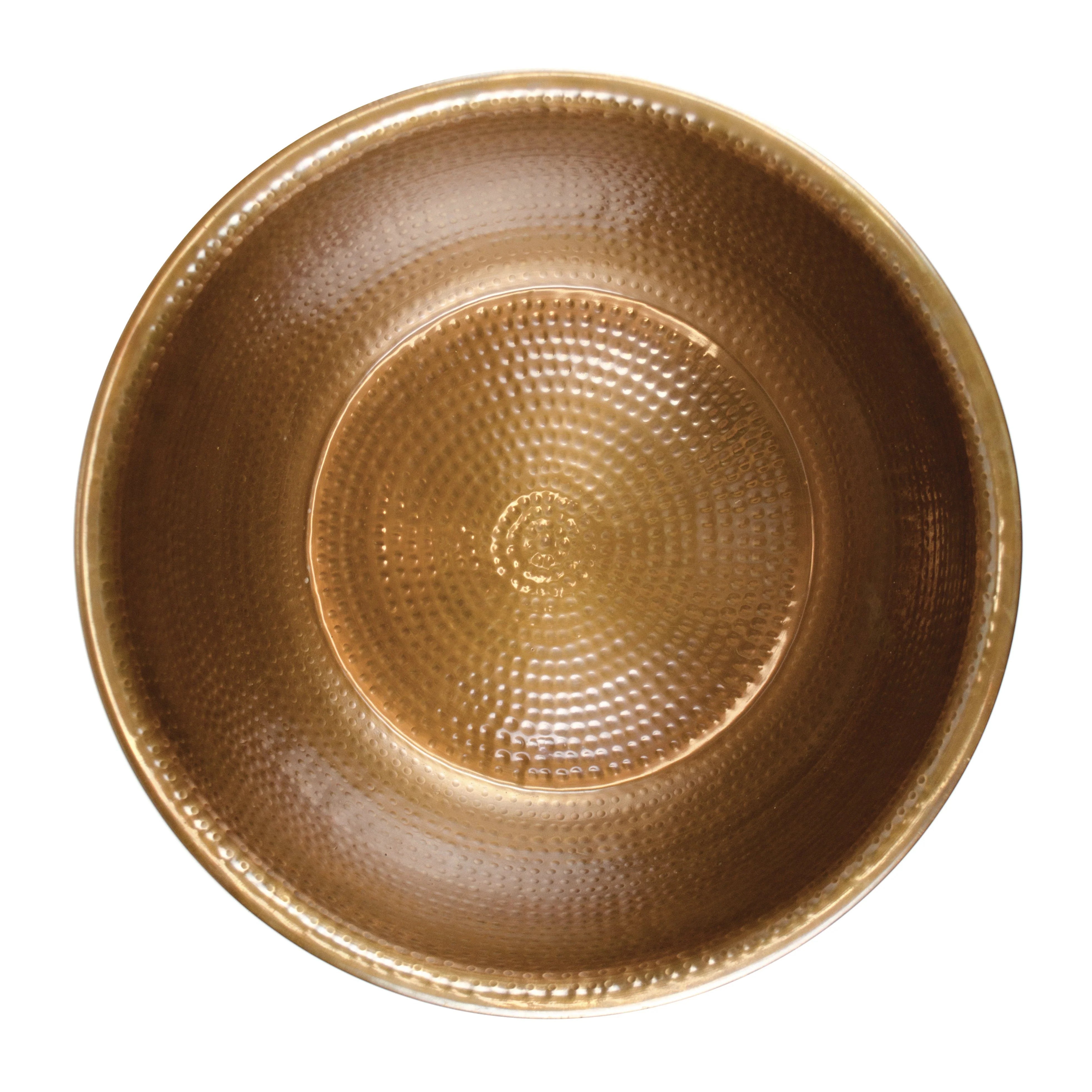 Pure Copper Antique Hammered Pedicure Bowl, Dia: 16"