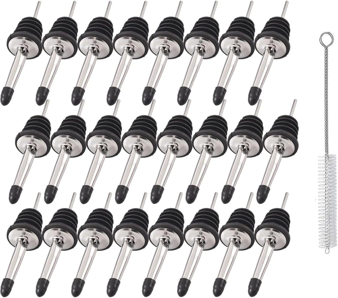 Stainless Steel Bottle Pourers Spouts with dust cover and cleaning brush