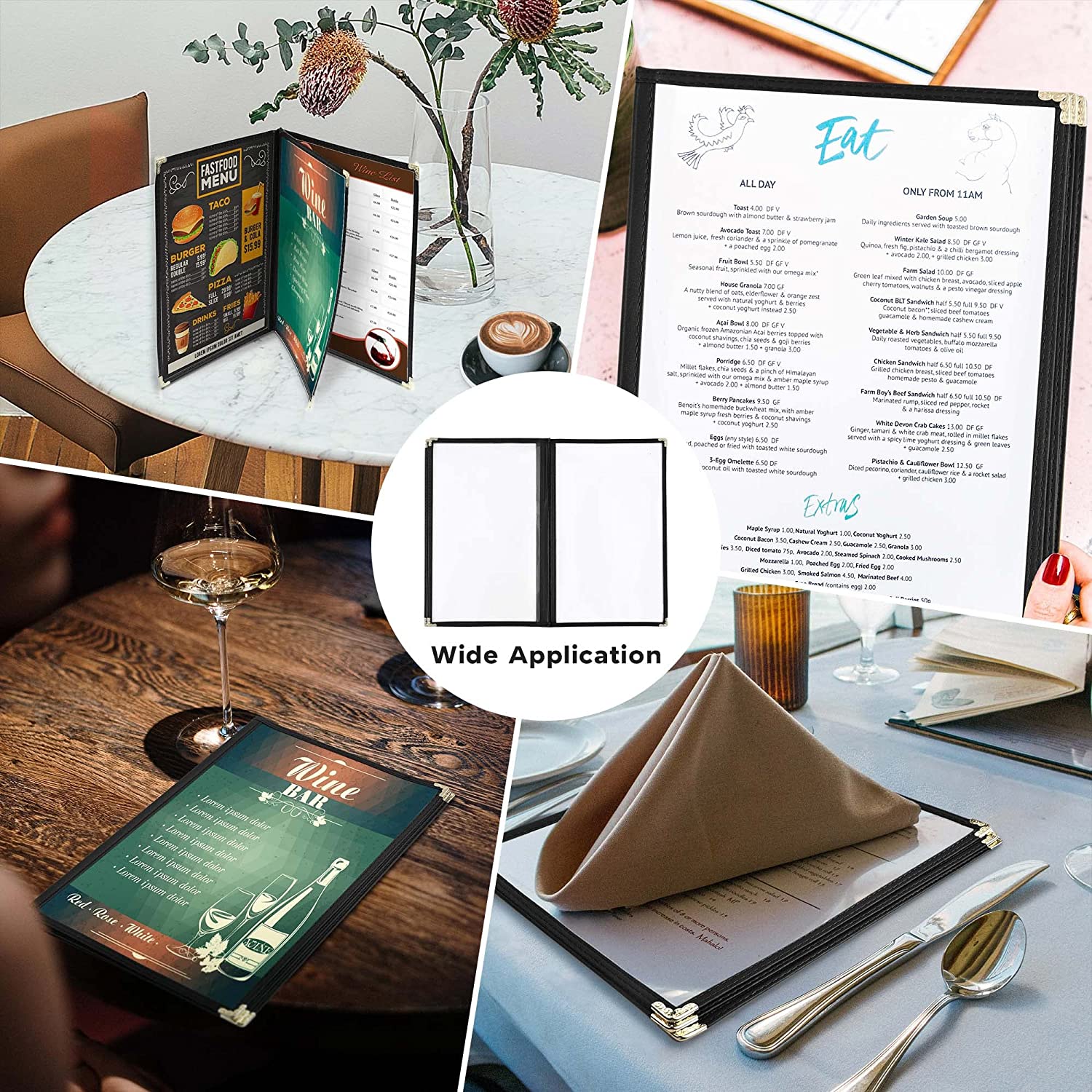 Divris PVC Restaurant Menu Cover, Menu Holder, Cafe Bar Beverage Menu Folder, Clear PVC Menu Folder (6 View): 50 Pcs Pack