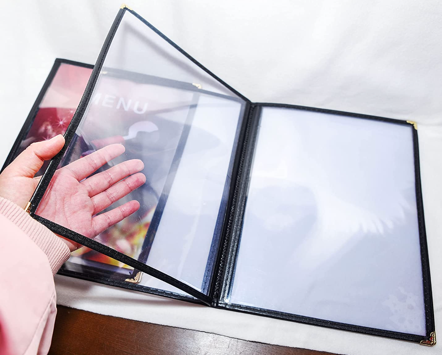 Divris PVC Restaurant Menu Cover, Menu Holder, Cafe Bar Beverage Menu Folder, Clear PVC Menu Folder (6 View): 50 Pcs Pack