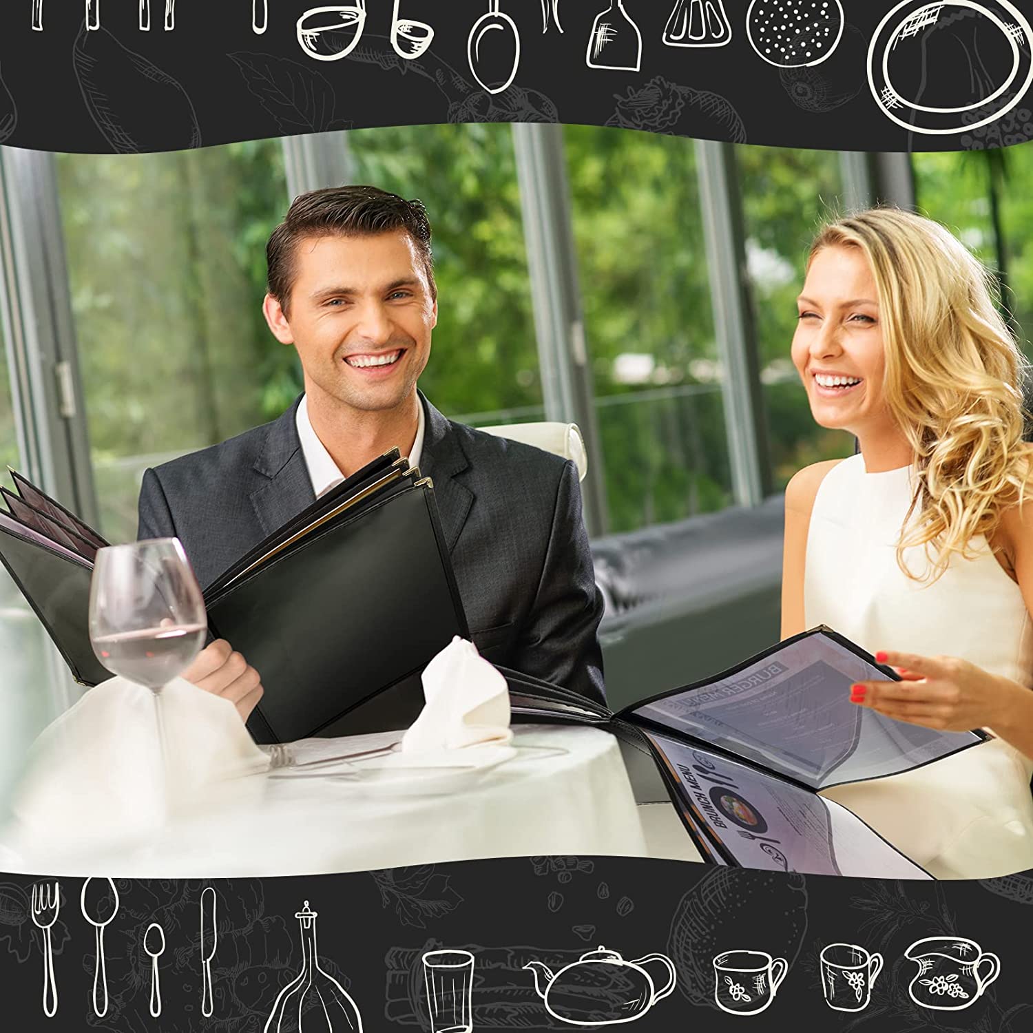 Divris PVC Restaurant Menu Cover, Menu Holder, Cafe Bar Beverage Menu Folder, Clear PVC Menu Folder (16 View): 50 Pcs Pack