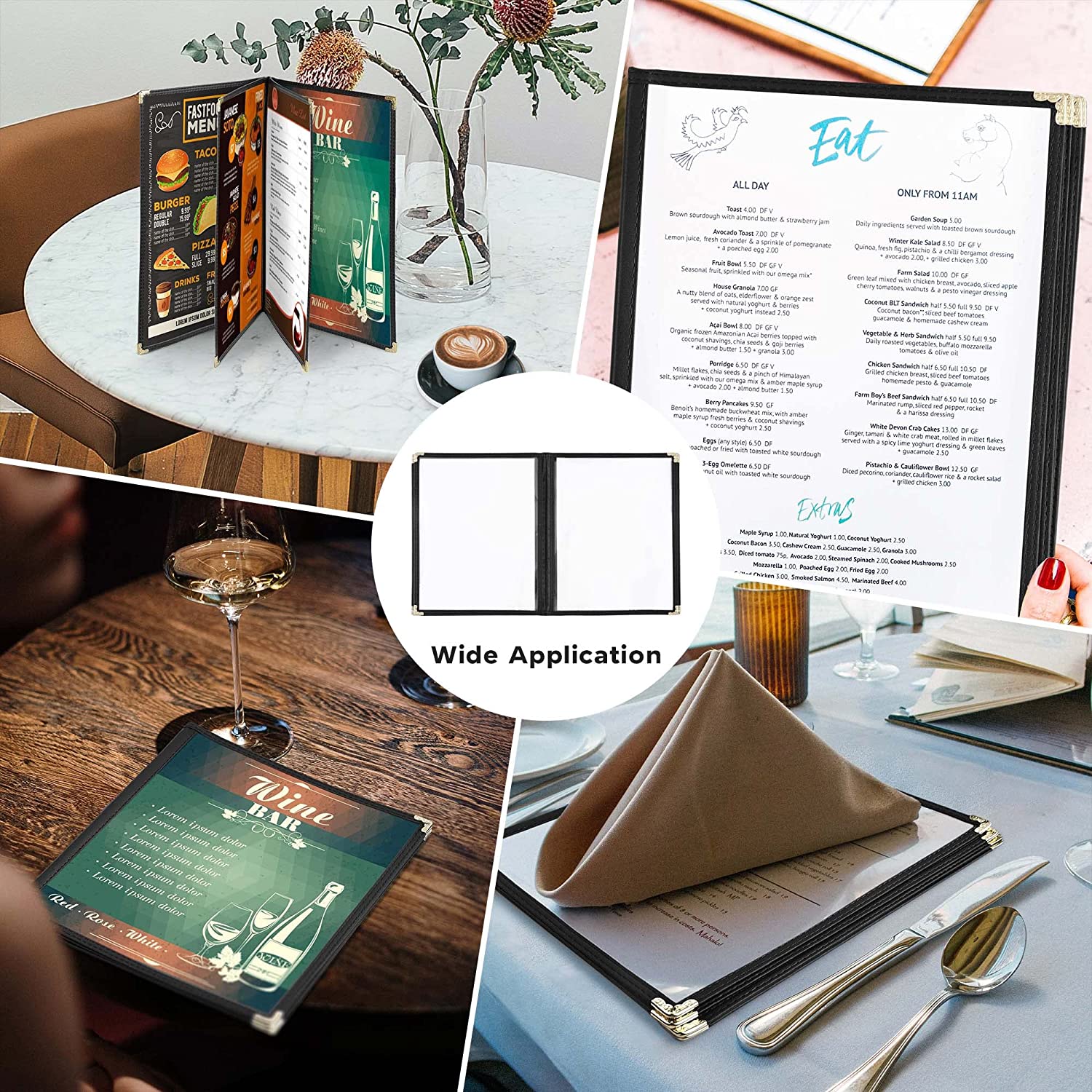 Divris PVC Restaurant Menu Cover, Menu Holder, Cafe Bar Beverage Menu Folder, Clear PVC Menu Folder (8 View): 50 Pcs Pack