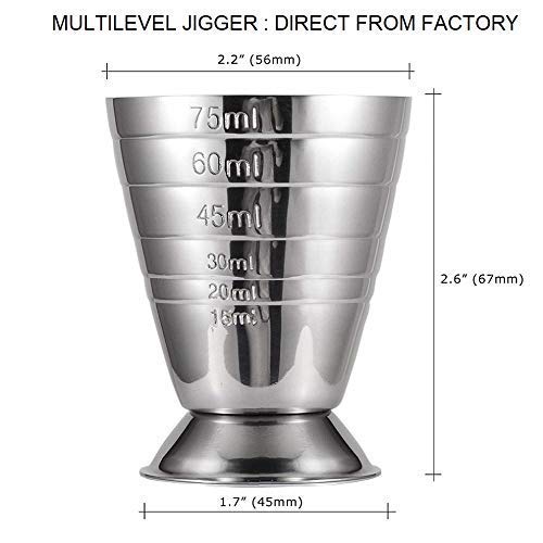 Divris Stainless Steel Multi Level Measuring Jigger Maximum 75 ml : 100 Pcs