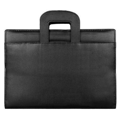 NJ Leather Zipper File Document Bag with Handle for Certificates, Document Bag with Adjustable Handles (20 Leafs, Size: B4, Black)