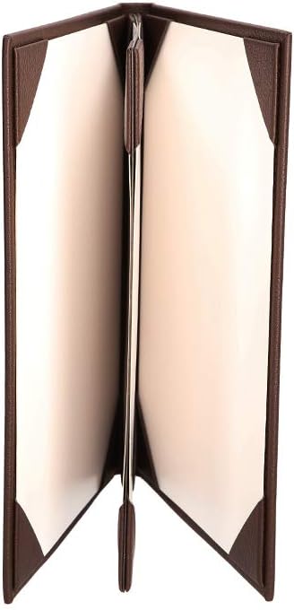 Leather Menu Covers (3 panel 4 view folder) BROWN: (20 Pcs Pack)