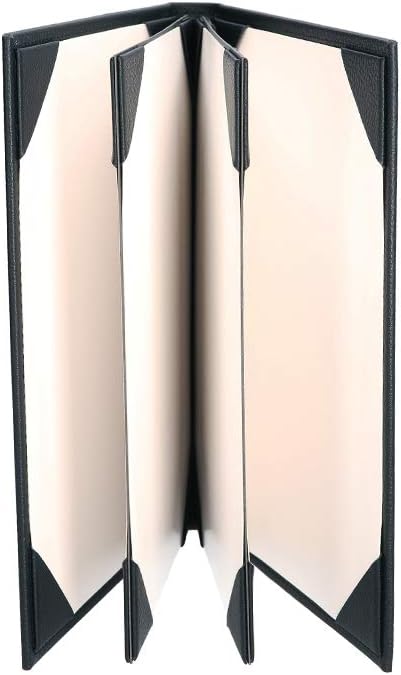 Menu Covers Book style (4 panel 6 view folder) Black: 20 Pcs Pack