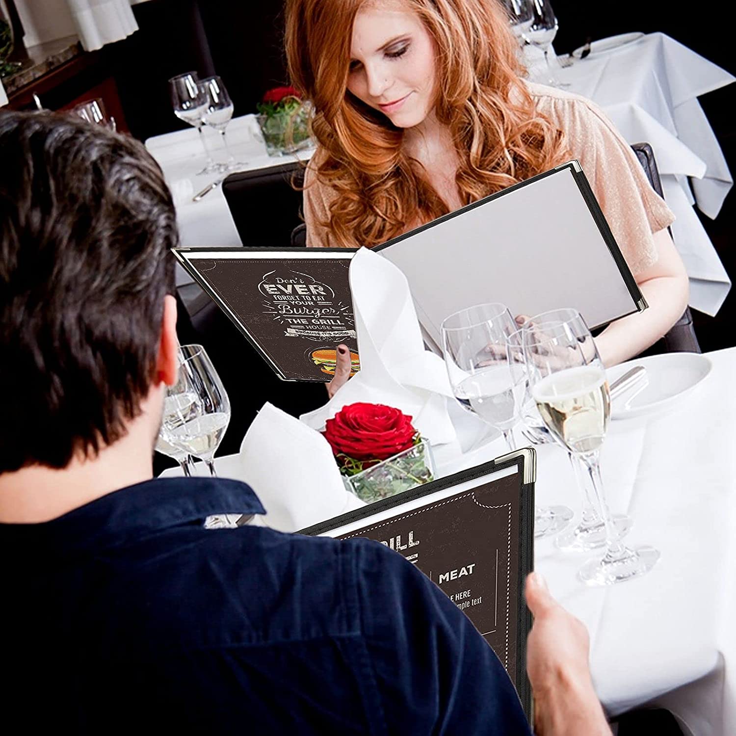 Divris PVC Restaurant Menu Cover, Menu Holder, Cafe Bar Beverage Menu Folder, Clear PVC Menu Folder (8 View): 50 Pcs Pack