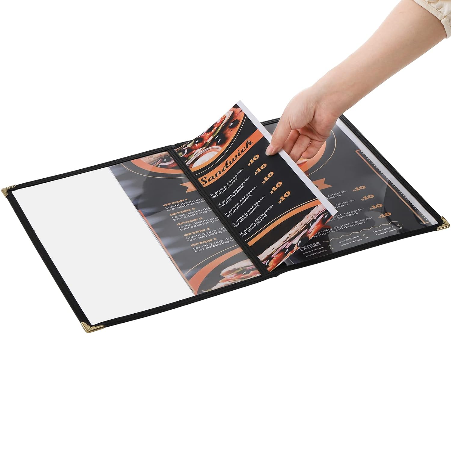 Divris PVC Restaurant Menu Cover, Menu Holder, Cafe Bar Beverage Menu Folder, Clear PVC Menu Folder (4 View): 50 Pcs Pack