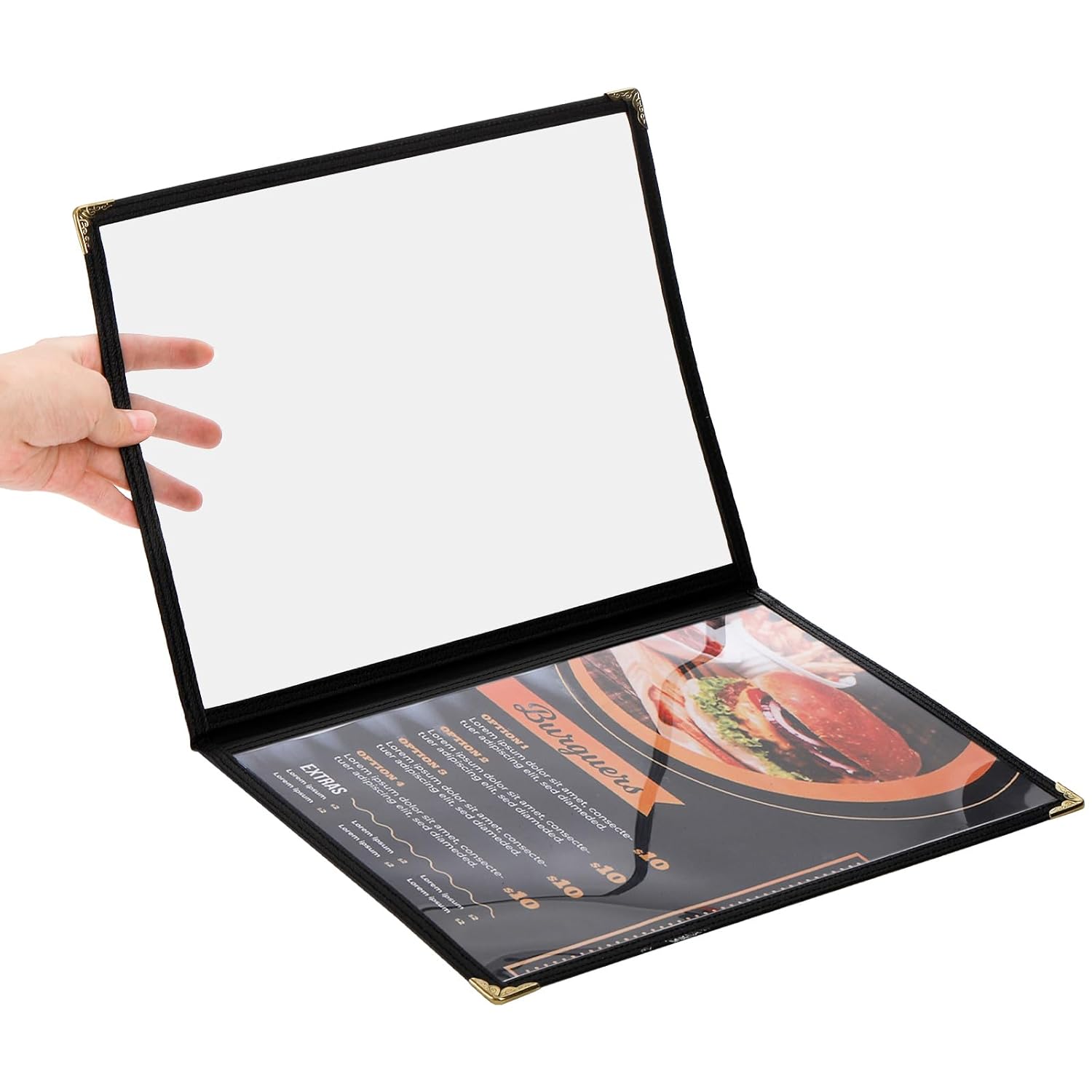 Divris PVC Restaurant Menu Cover, Menu Holder, Cafe Bar Beverage Menu Folder, Clear PVC Menu Folder (4 View): 50 Pcs Pack