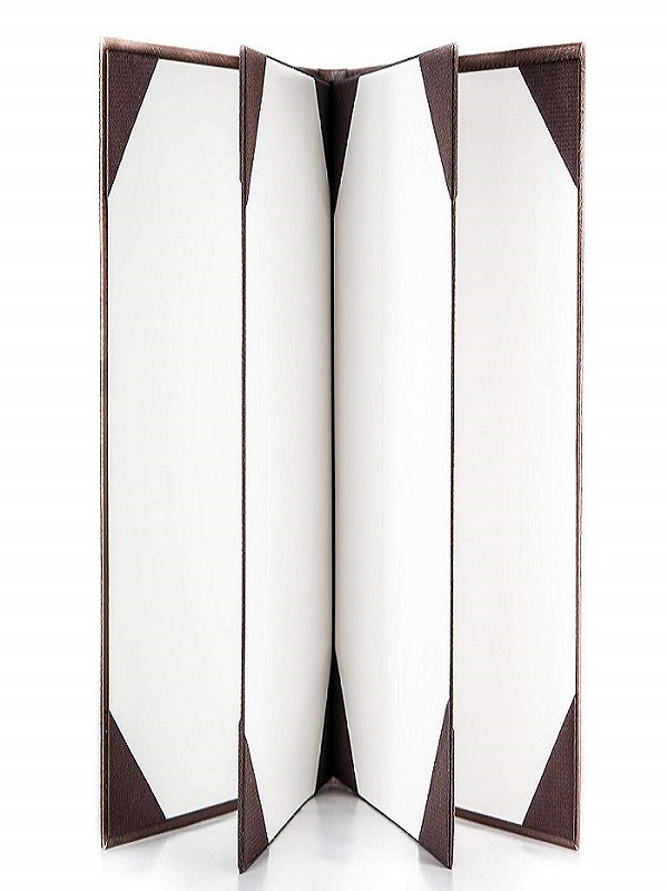Menu Covers Book style (4 panel 6 view folder) BROWN : 20 Pcs Pack