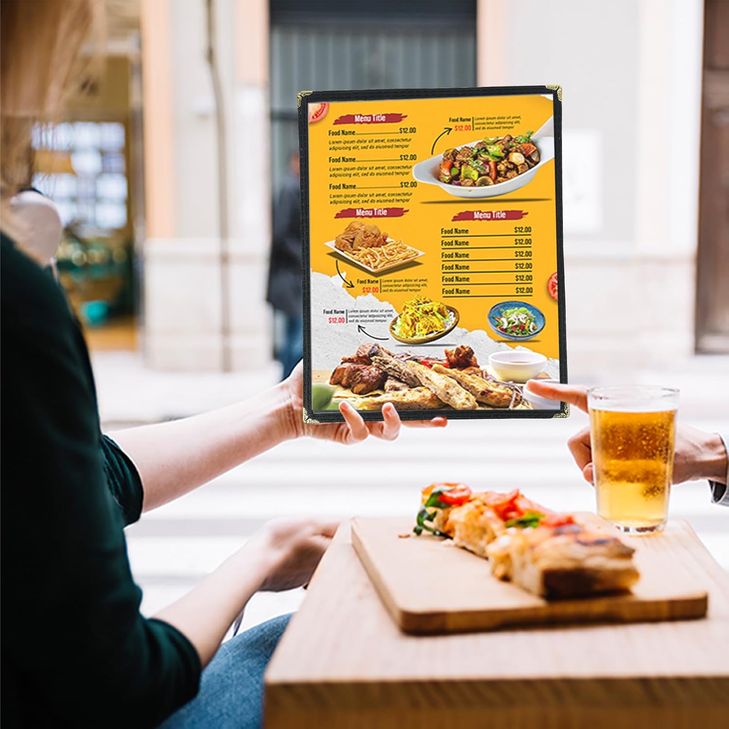 Divris Restaurant Menu Sleeve, Menu Holder, Cafe Bar Beverage Menu Folder, Clear PVC Menu Folder (2 View): 50 Pcs Pack