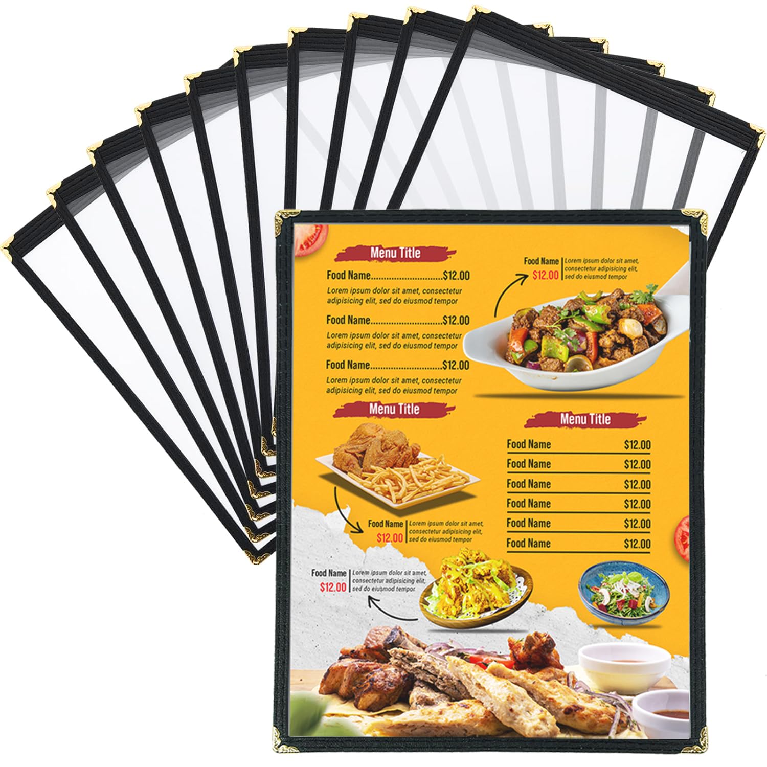 Divris Restaurant Menu Sleeve, Menu Holder, Cafe Bar Beverage Menu Folder, Clear PVC Menu Folder (2 View): 50 Pcs Pack