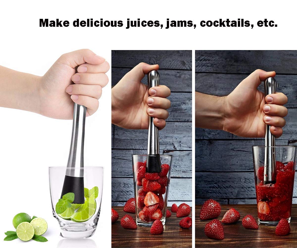 Divris Stainless Steel Muddler 8 Inches: 50 Pcs/Pack