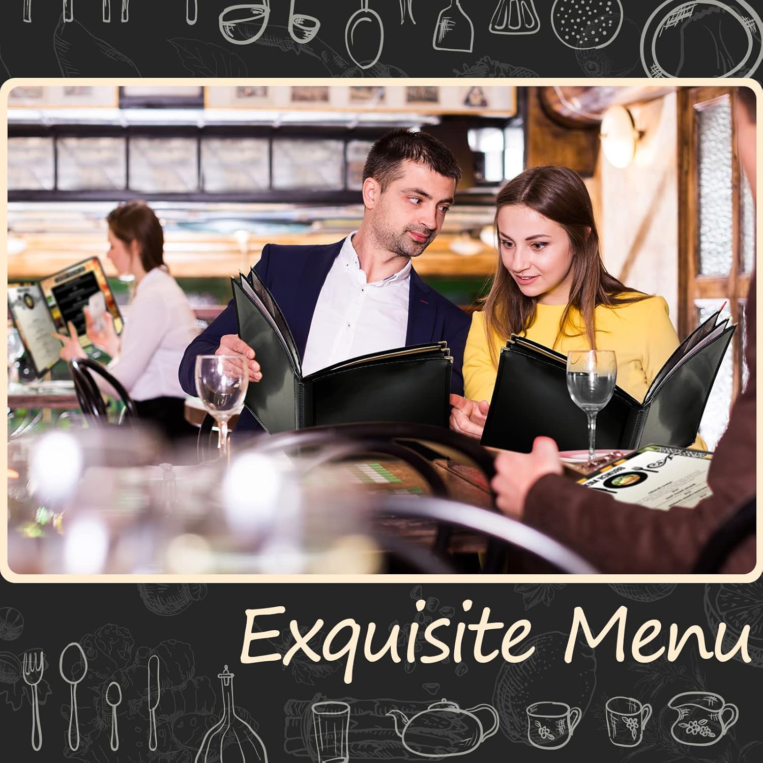 Divris PVC Restaurant Menu Cover, Menu Holder, Cafe Bar Beverage Menu Folder, Clear PVC Menu Folder (12 View): 50 Pcs Pack