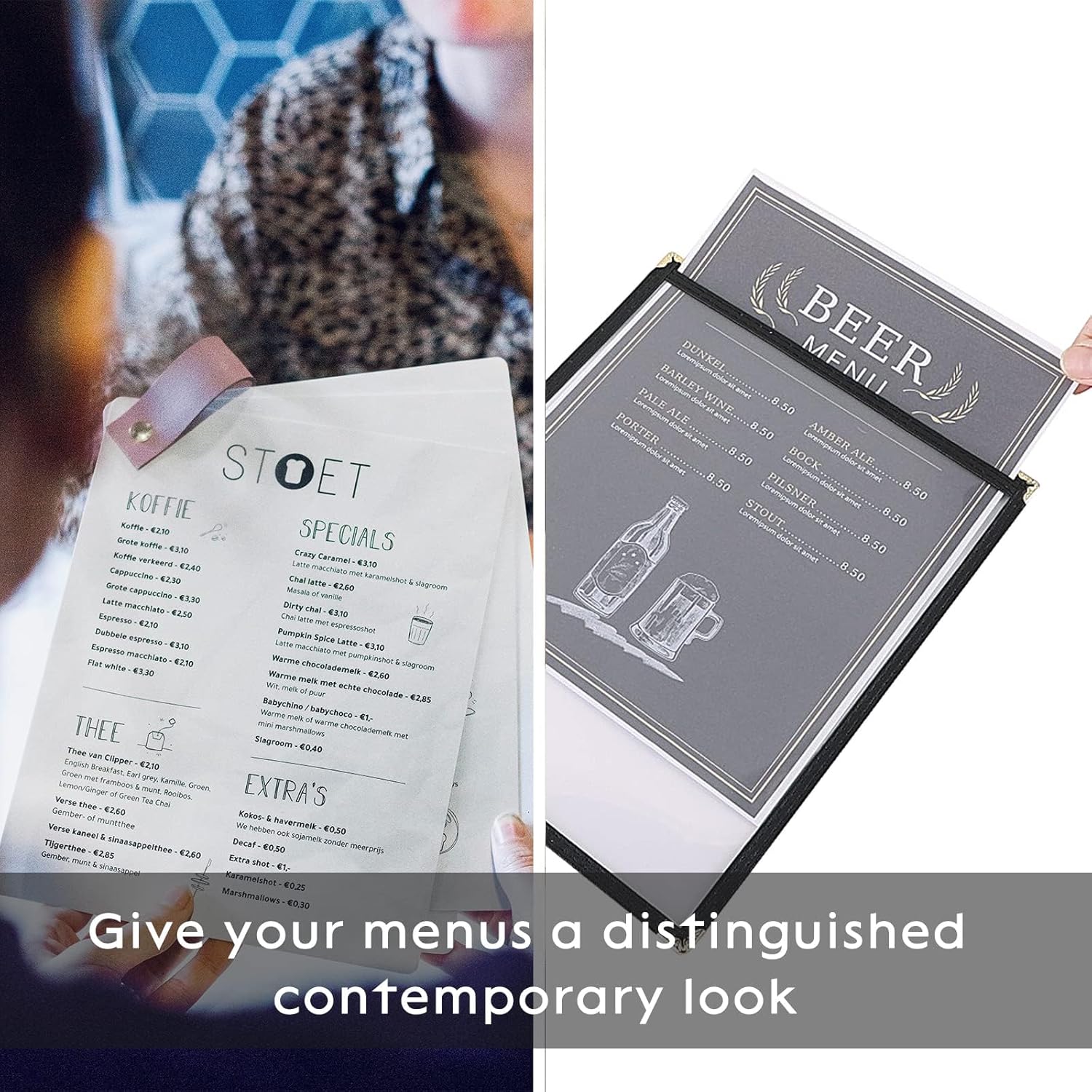 Divris Restaurant Menu Sleeve, Menu Holder, Cafe Bar Beverage Menu Folder, Clear PVC Menu Folder (2 View): 50 Pcs Pack