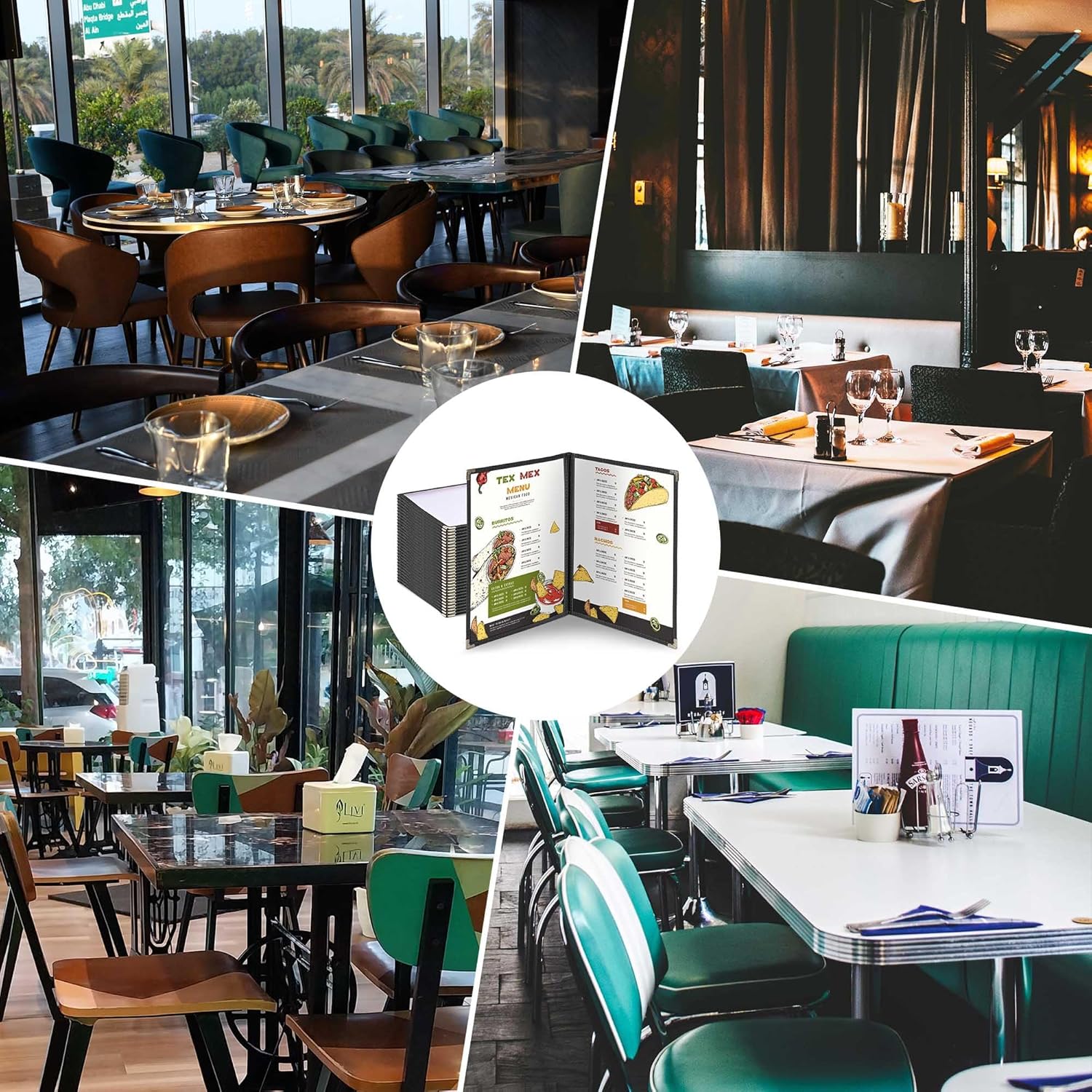 Divris PVC Restaurant Menu Cover, Menu Holder, Cafe Bar Beverage Menu Folder, Clear PVC Menu Folder (4 View): 50 Pcs Pack