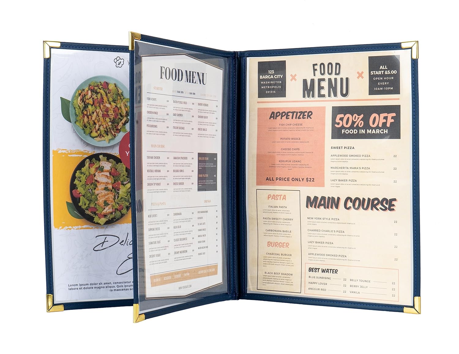 Divris PVC Restaurant Menu Cover, Menu Holder, Cafe Bar Beverage Menu Folder, Clear PVC Menu Folder (6 View): 50 Pcs Pack