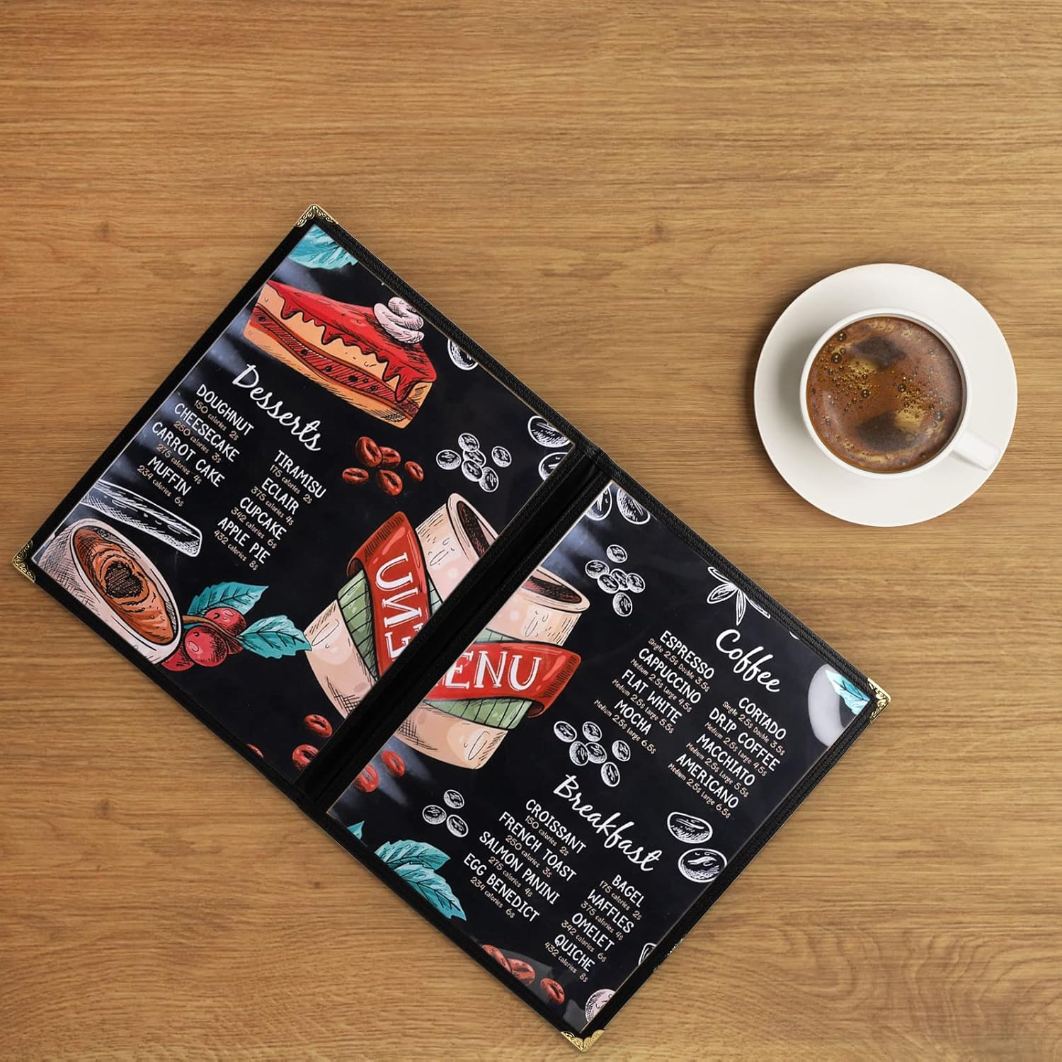 Divris PVC Restaurant Menu Cover, Menu Holder, Cafe Bar Beverage Menu Folder, Clear PVC Menu Folder (4 View): 50 Pcs Pack