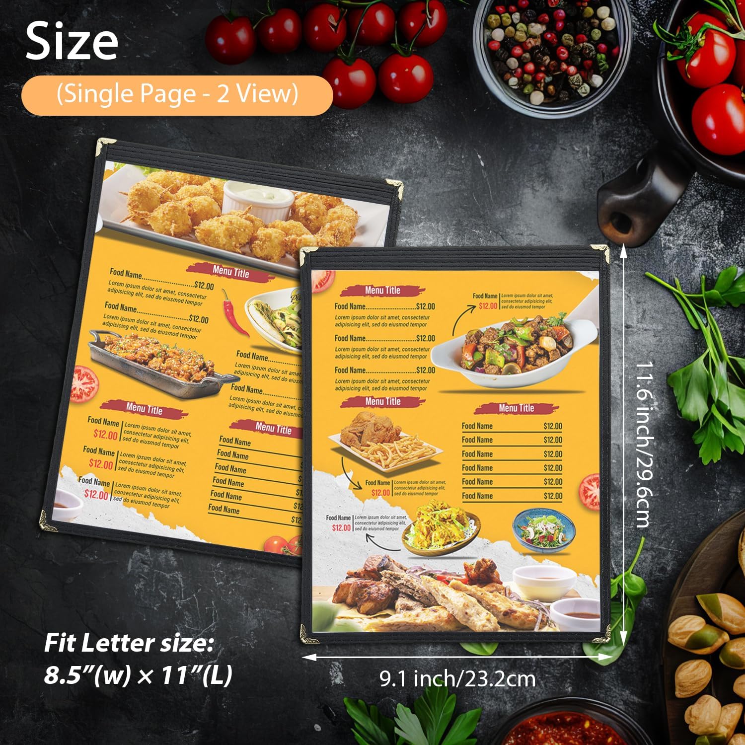Divris Restaurant Menu Sleeve, Menu Holder, Cafe Bar Beverage Menu Folder, Clear PVC Menu Folder (2 View): 50 Pcs Pack