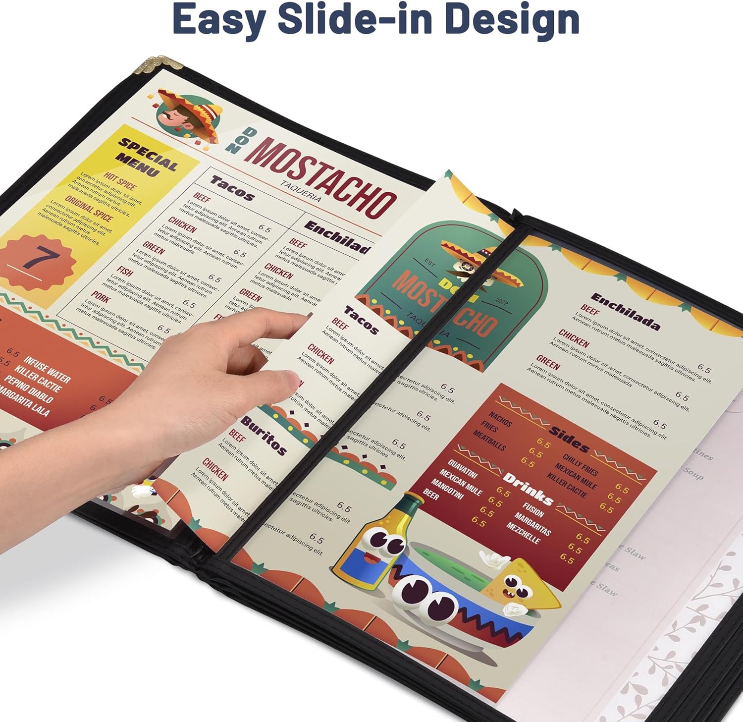 Divris PVC Restaurant Menu Cover, Menu Holder, Cafe Bar Beverage Menu Folder, Clear PVC Menu Folder (14 View): 50 Pcs Pack
