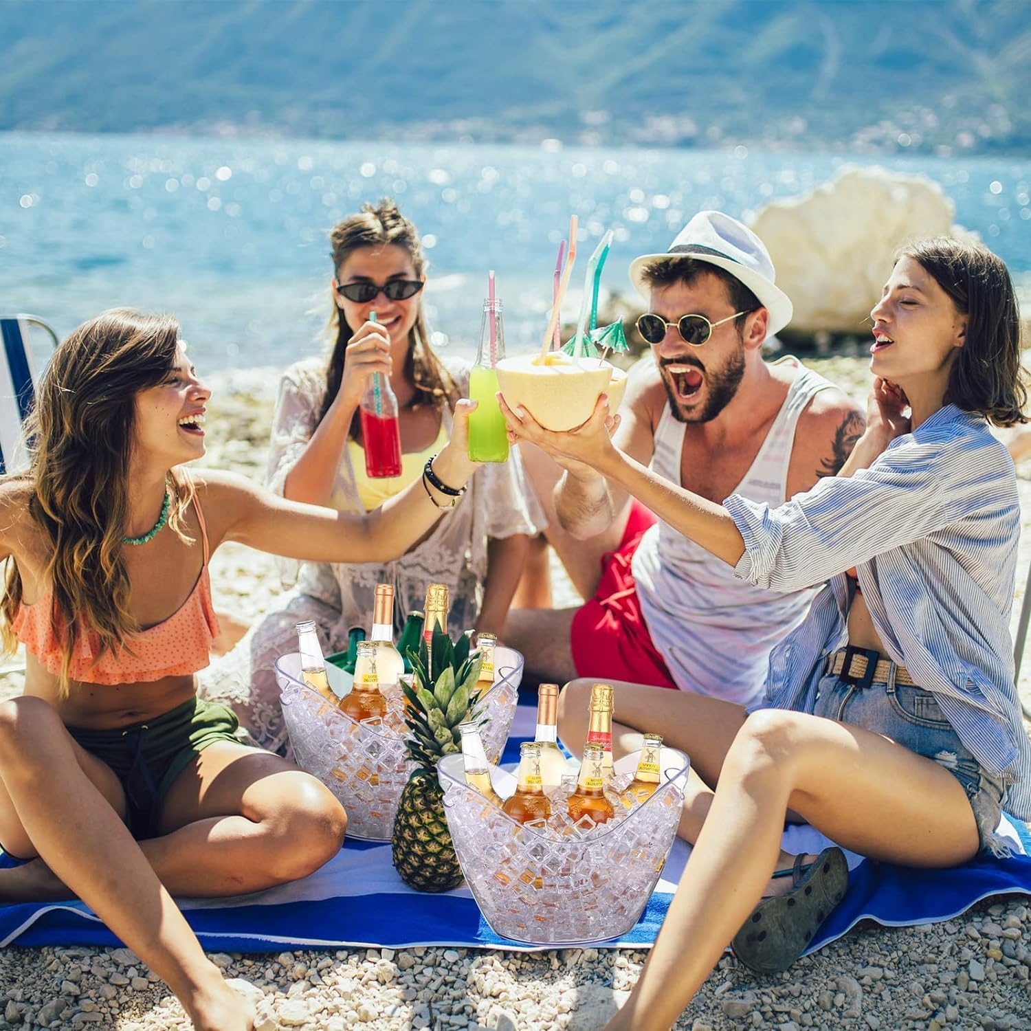 Divris Ice Buckets for Parties - Clear Beer Bucket Tub
