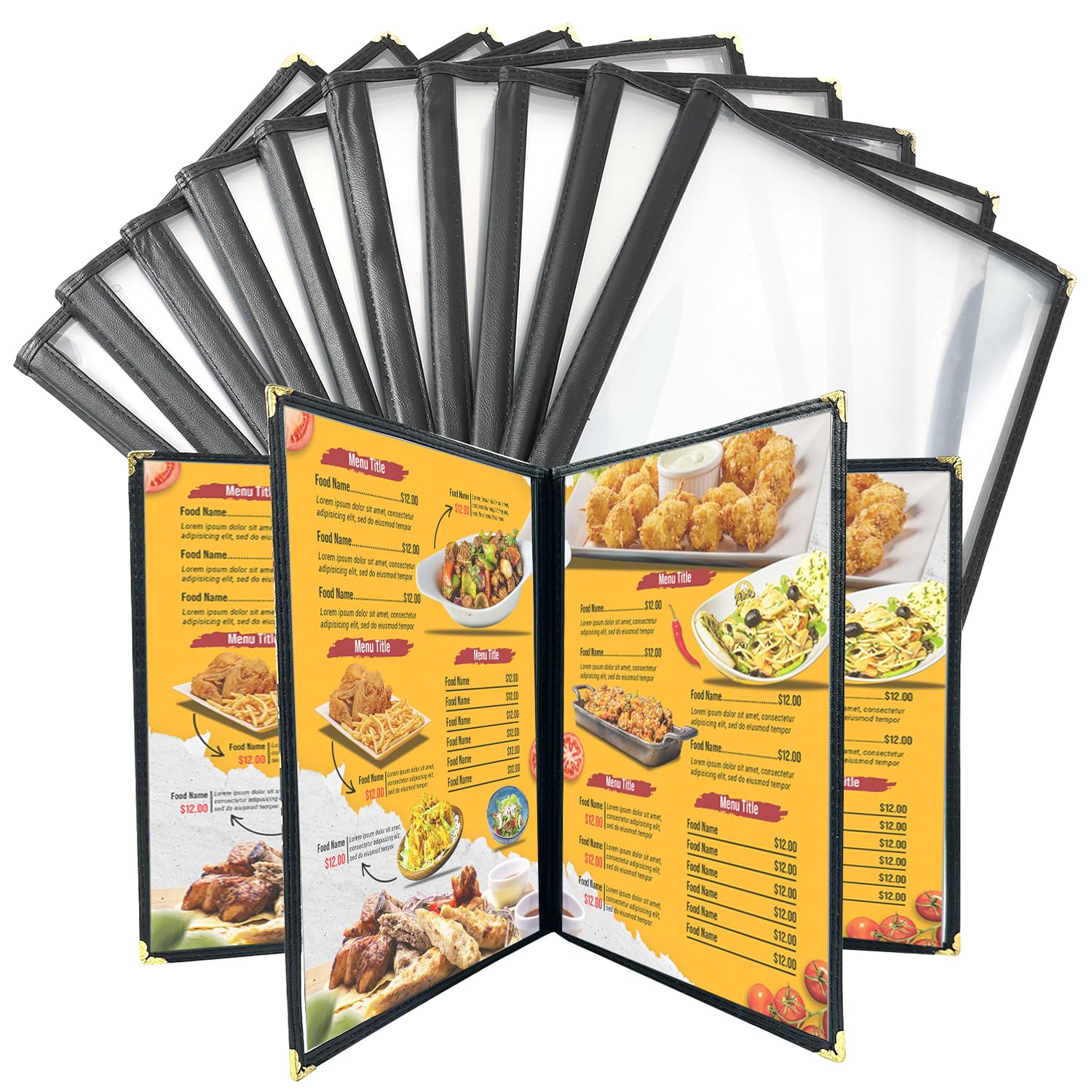 Divris PVC Restaurant Menu Cover, Menu Holder, Cafe Bar Beverage Menu Folder, Clear PVC Menu Folder (8 View): 50 Pcs Pack