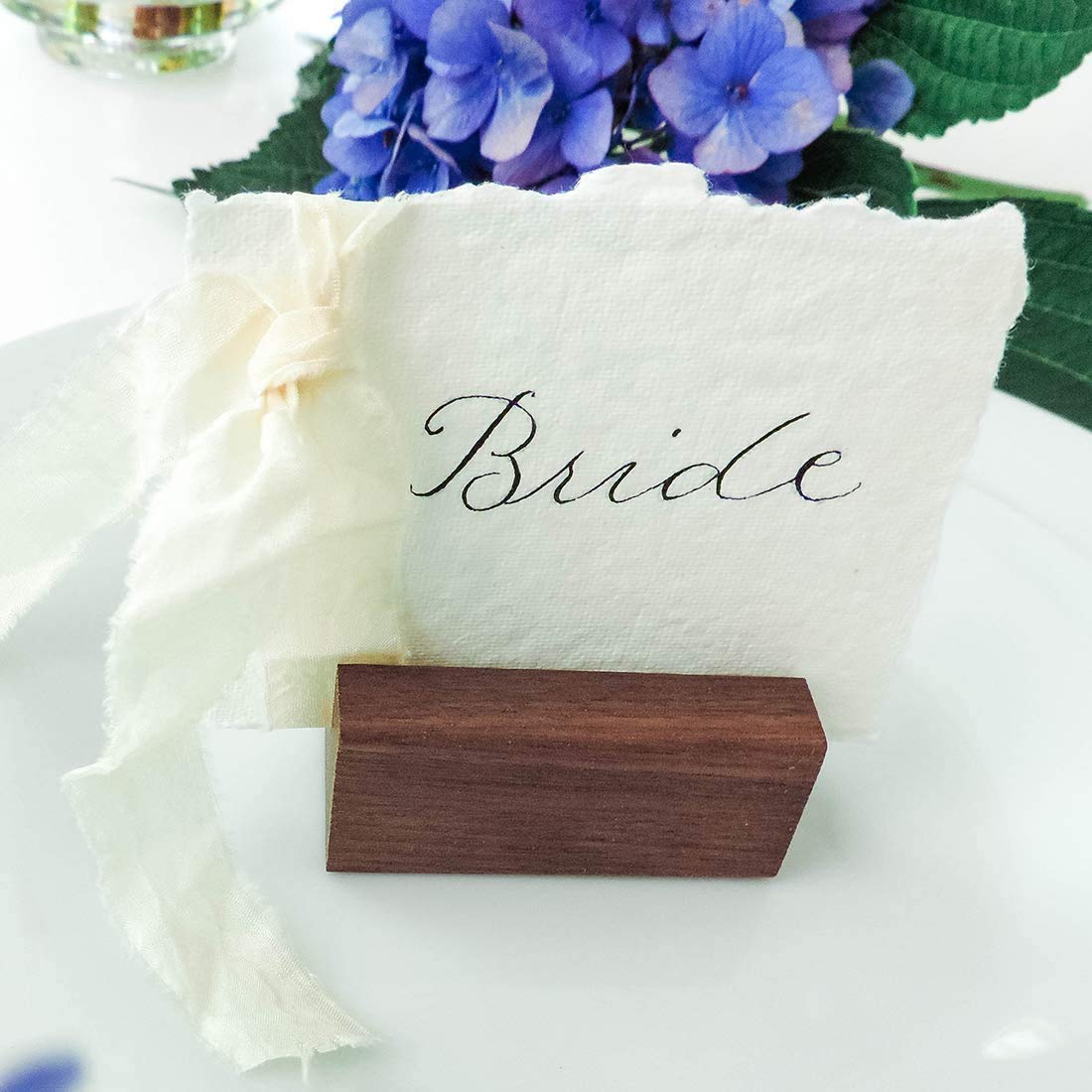 Divris Natural Wood Place Card holders 6 x 3.2 x 2.5 cm : 12 Pcs