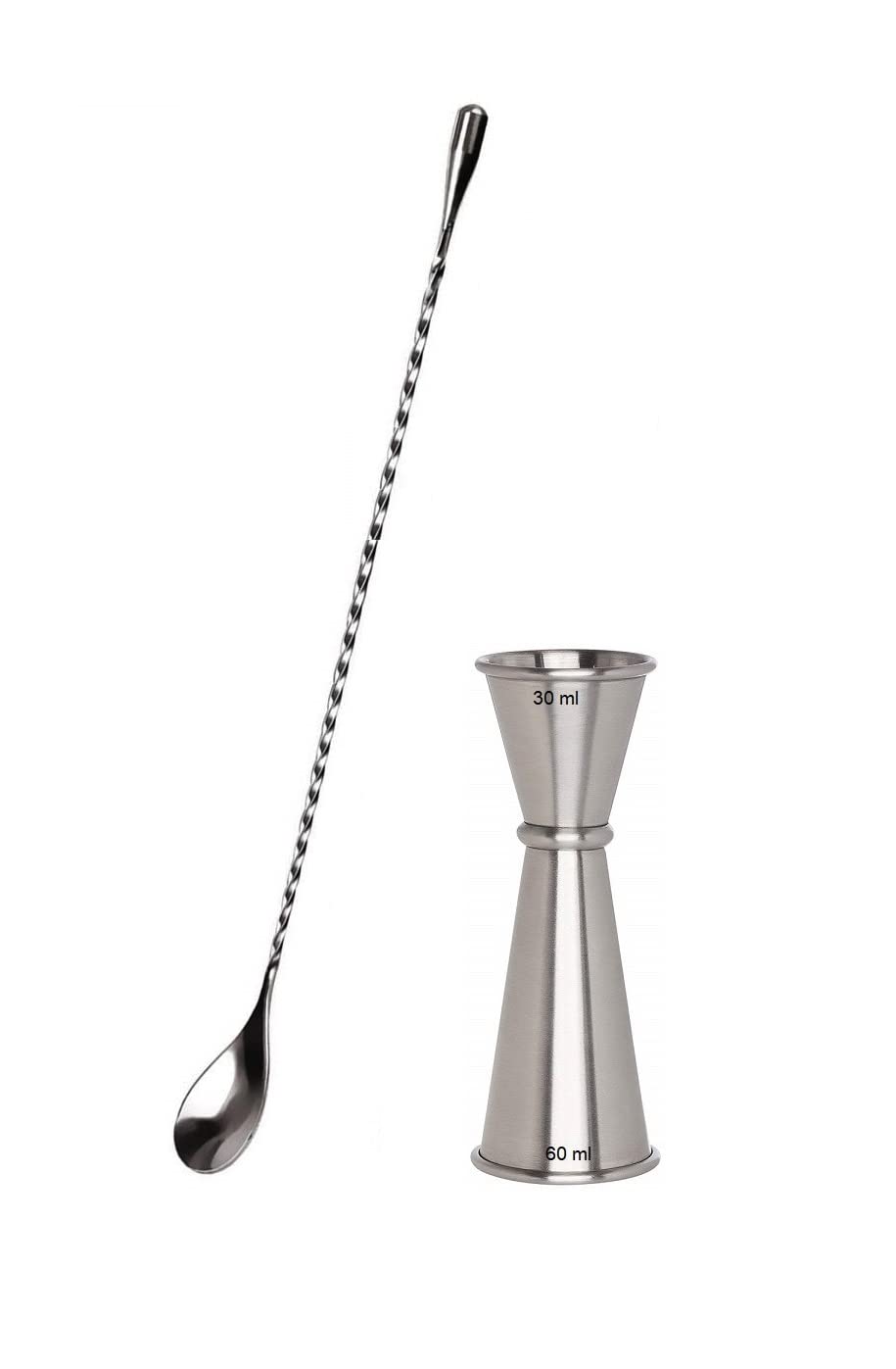 Divris Teardrop Mixing Spoon 12 Inches with Japanese Peg Measurer 30-60 ml: 02 Pcs