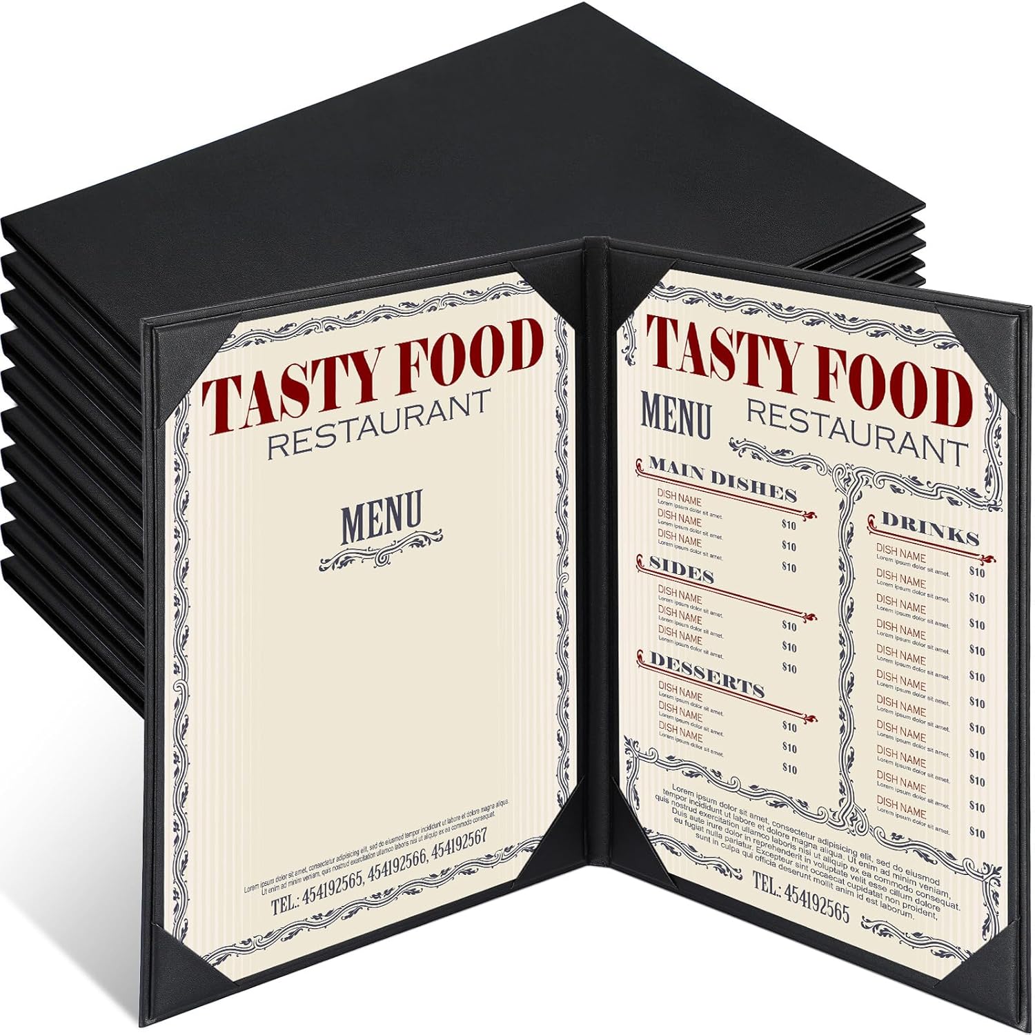 Leather Menu Covers (2 Panel 2 View folder) BLACK (20 Pcs Pack)