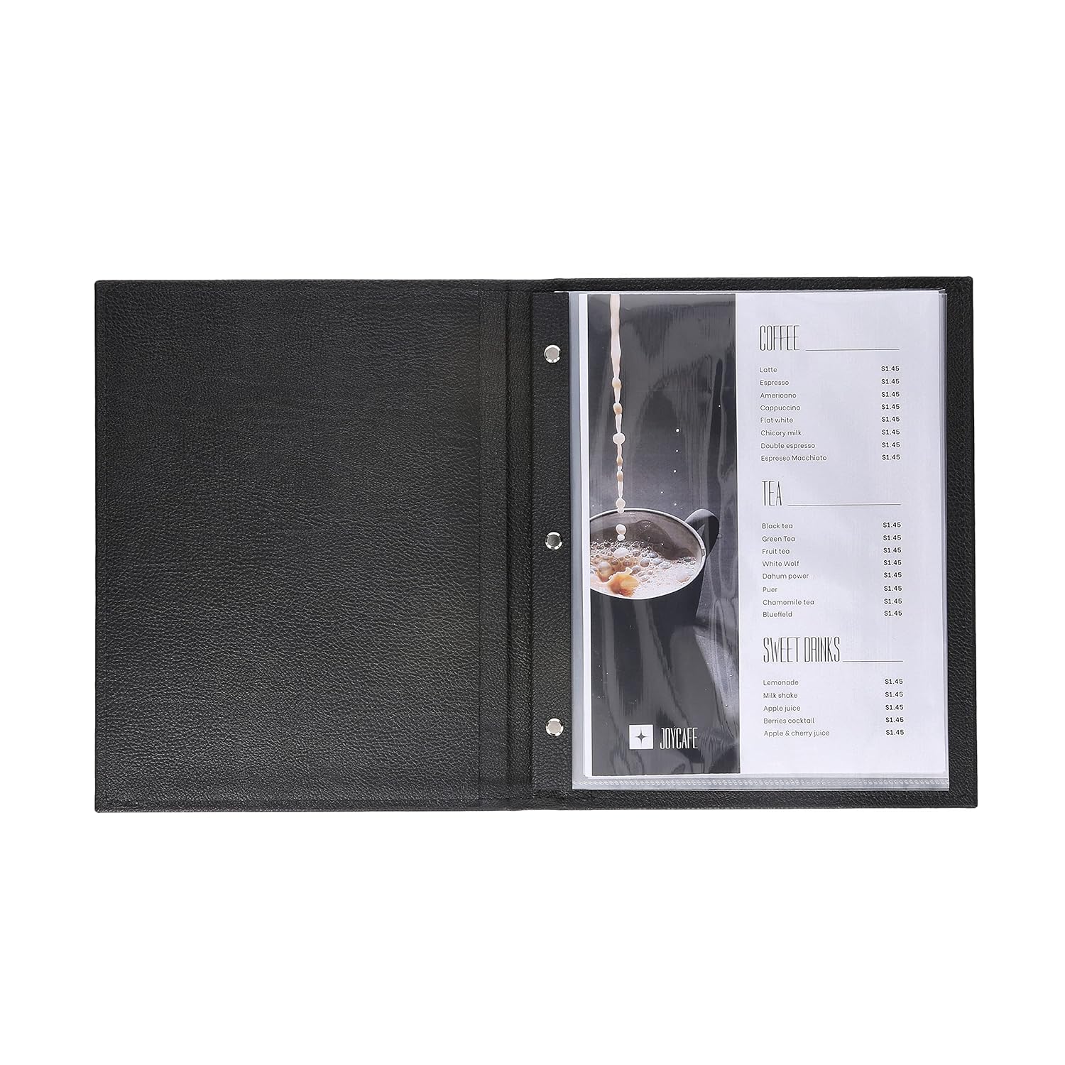 Restaurant Leather Menu Covers Holders screw fitting, Menu Presenters for Restaurants, Menu Holder: BLACK  (20 Pcs Pack)
