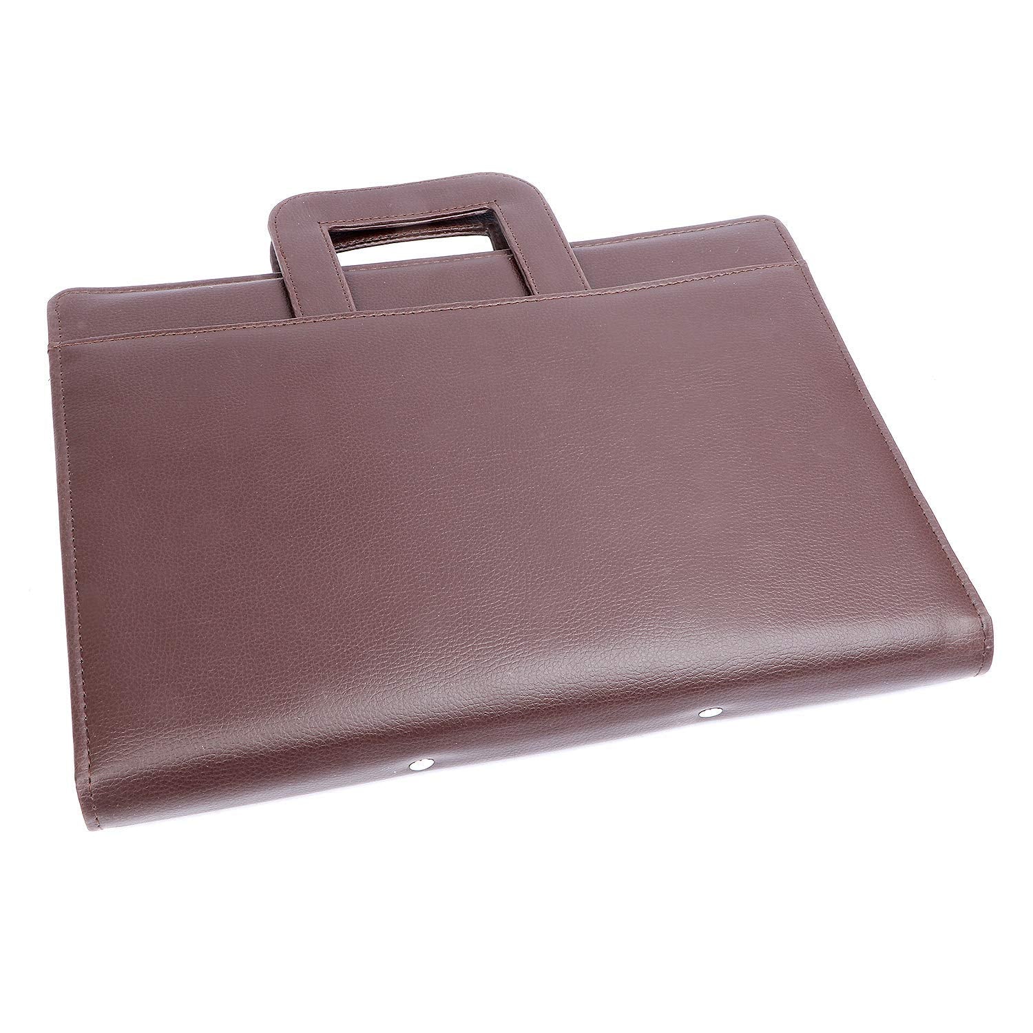 NJ Leather Zipper File Document Bag with Handle for Certificates, Document Bag with Adjustable Handles (Size: 38x27 cm, Brown)