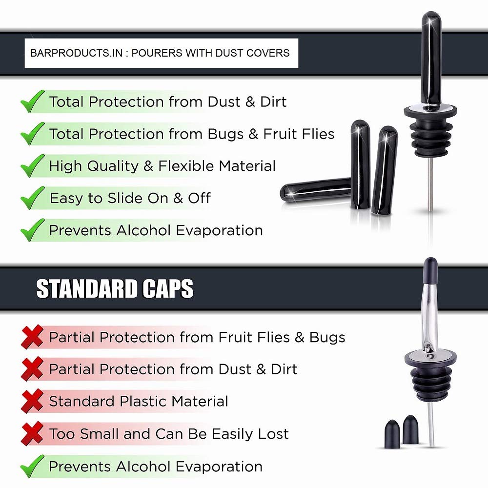 Stainless Steel Bottle Pourers Spouts with dust cover and cleaning brush