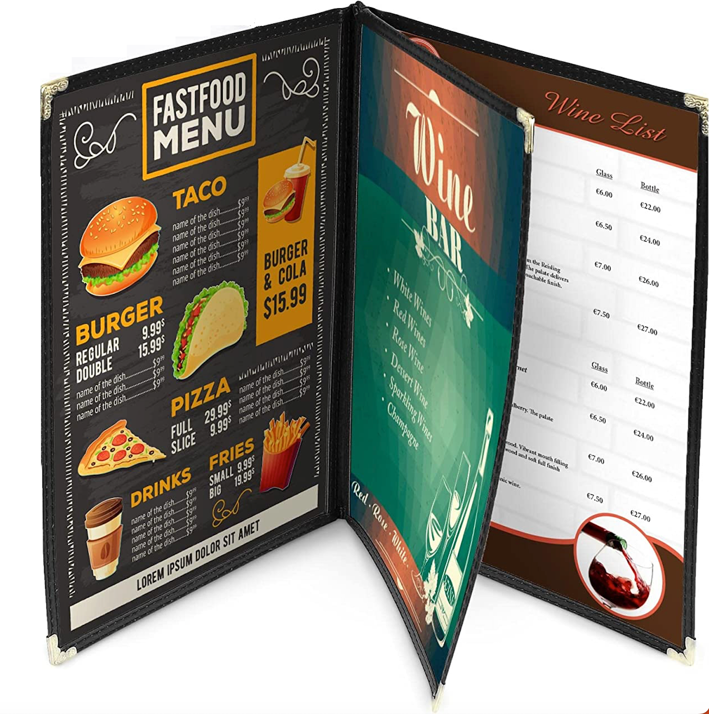 Divris PVC Restaurant Menu Cover, Menu Holder, Cafe Bar Beverage Menu Folder, Clear PVC Menu Folder (6 View): 50 Pcs Pack